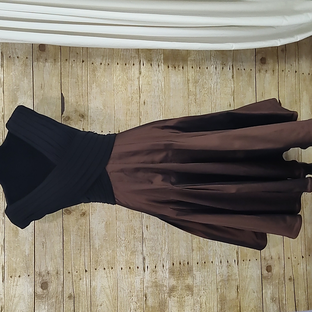Cache Black and Brown Fit-and-Flare Dress
